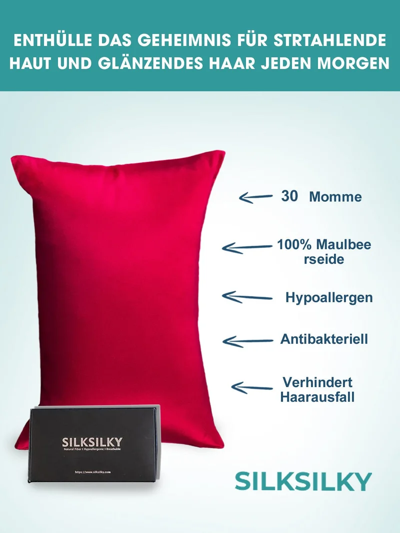 30 Momme luxuriöser Kissenbezug aus 100% Seide mit Umschlagverschluss
