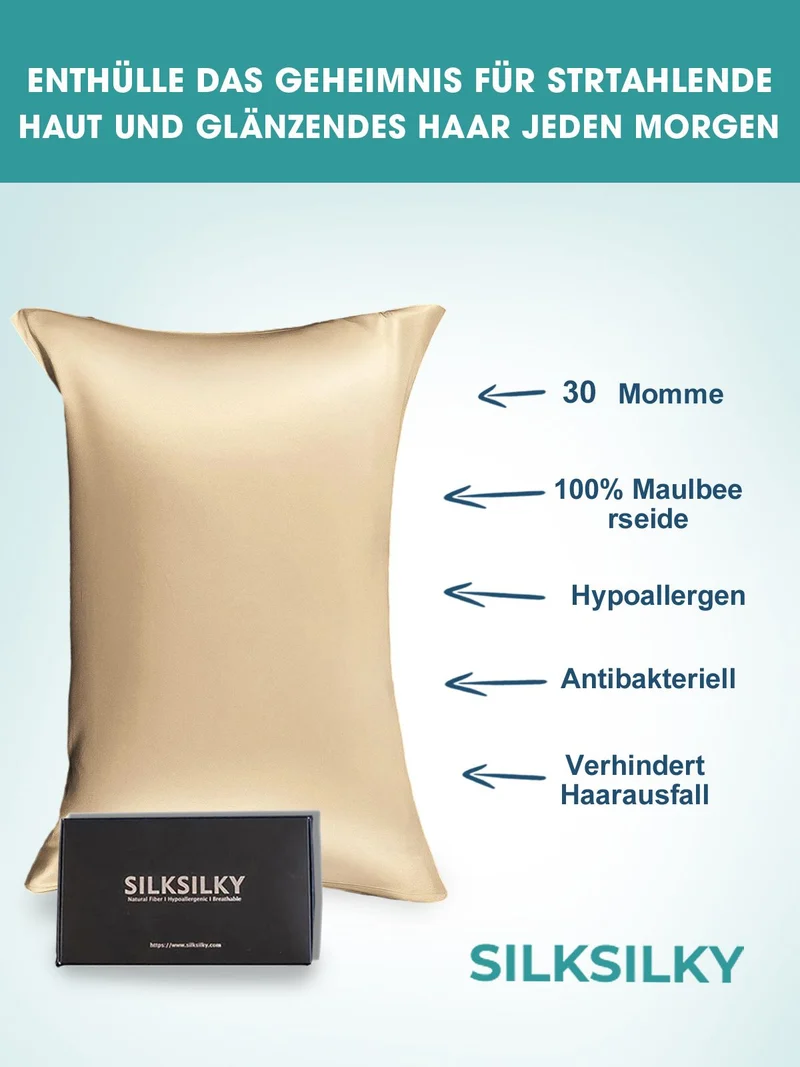 30 Momme luxuriöser Kissenbezug aus 100% Seide mit Umschlagverschluss