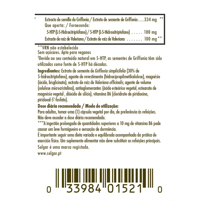 Solgar Griffonia 5 HTP Complex, 30 capsules