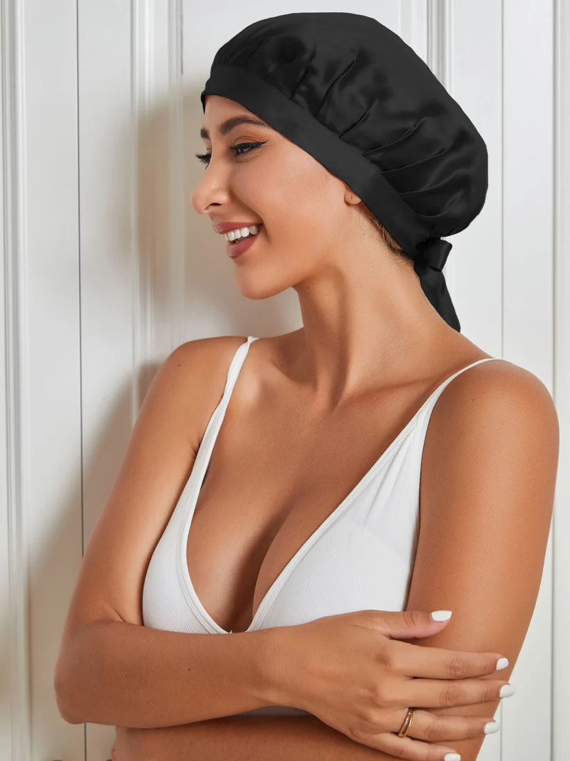 100% Maulbeerseide Anti-Frizz-Schlafhaube zum Haarschutz