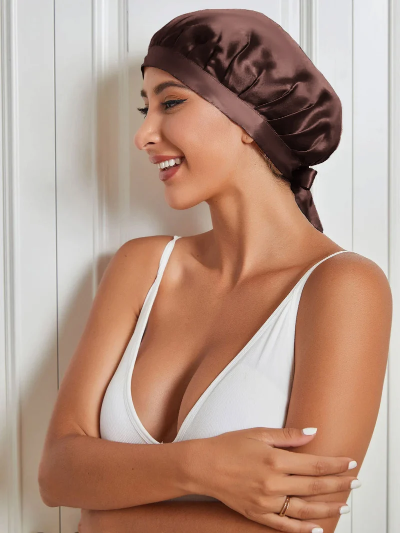 100% Maulbeerseide Anti-Frizz-Schlafhaube zum Haarschutz