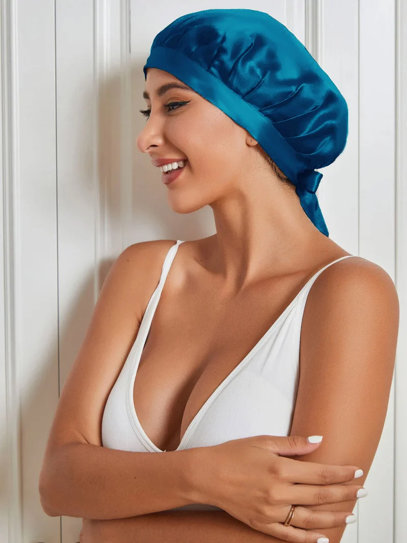 100% Maulbeerseide Anti-Frizz-Schlafhaube zum Haarschutz