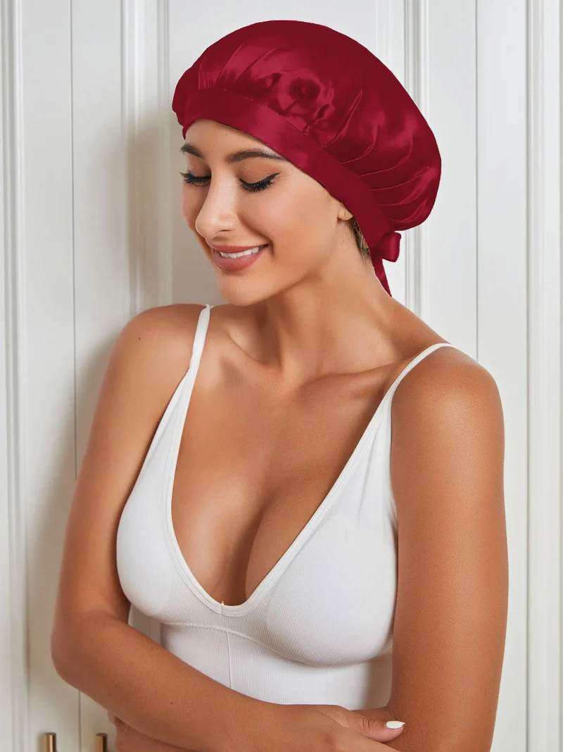 100% Maulbeerseide Anti-Frizz-Schlafhaube zum Haarschutz