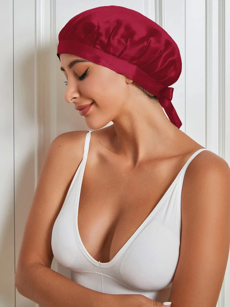 100% Maulbeerseide Anti-Frizz-Schlafhaube zum Haarschutz
