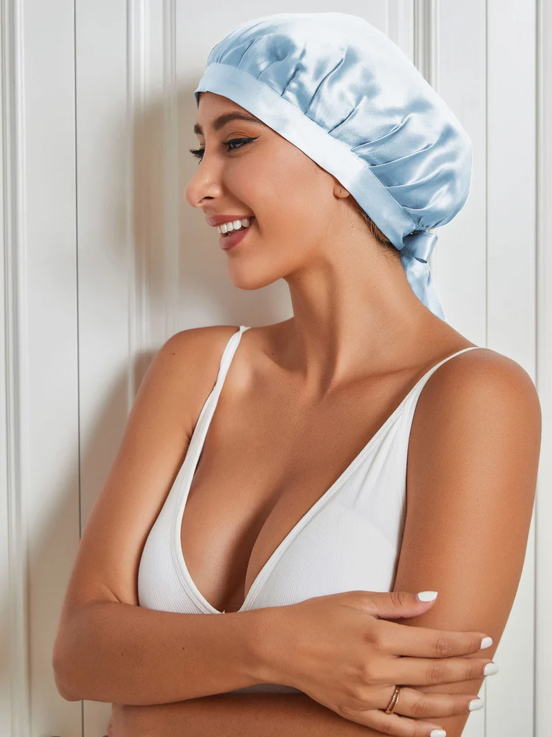 100% Maulbeerseide Anti-Frizz-Schlafhaube zum Haarschutz