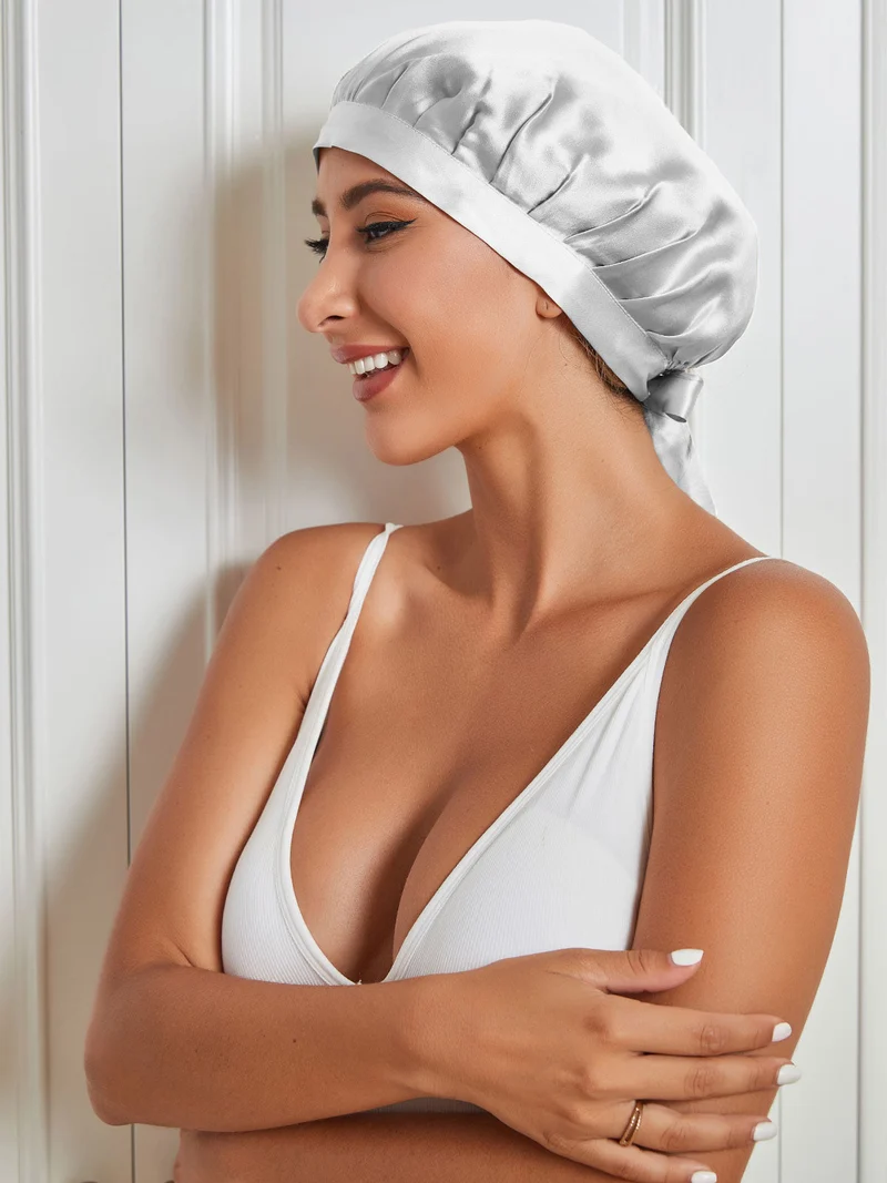 100% Maulbeerseide Anti-Frizz-Schlafhaube zum Haarschutz