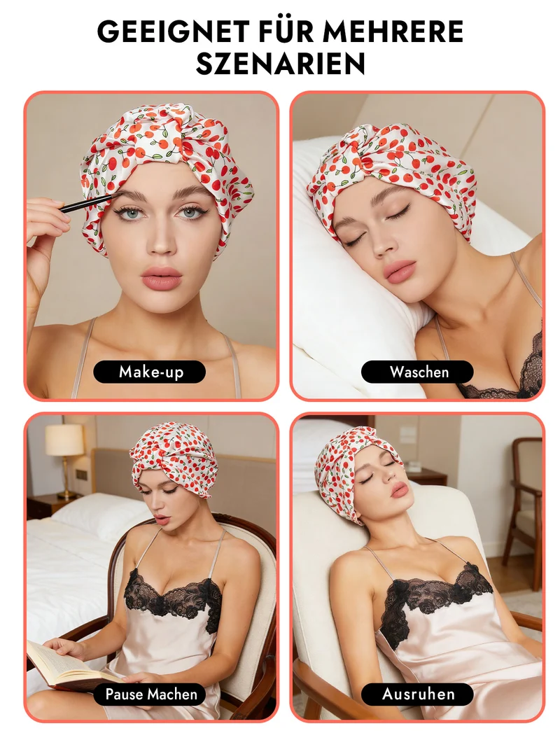 100% Maulbeerseide Nacht-Turban-Schlafhaube