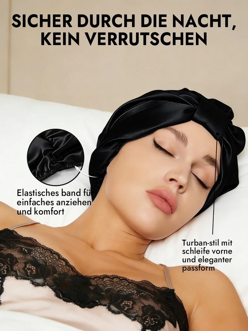 100% Maulbeerseide Nacht-Turban-Schlafhaube