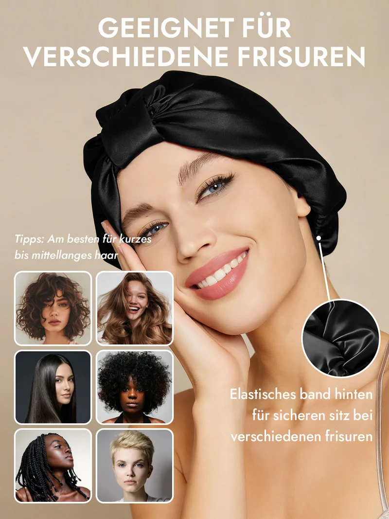 100% Maulbeerseide Nacht-Turban-Schlafhaube