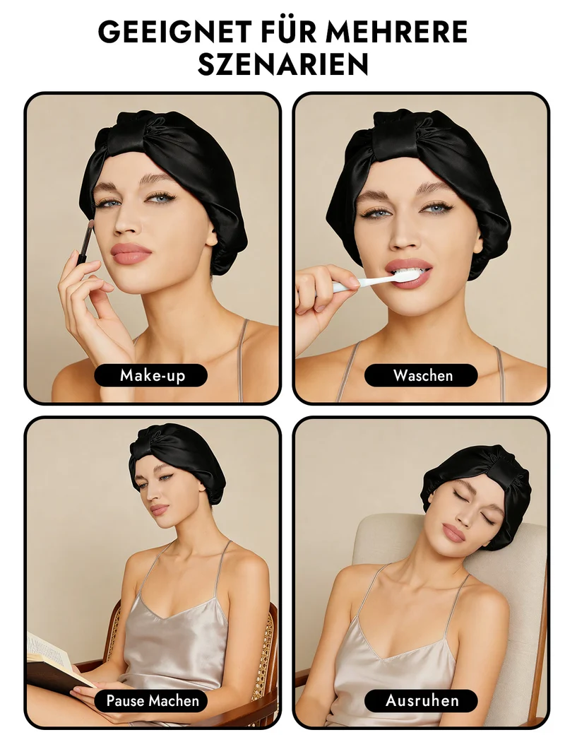 100% Maulbeerseide Nacht-Turban-Schlafhaube