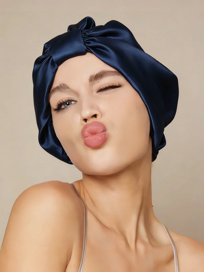 100% Maulbeerseide Nacht-Turban-Schlafhaube