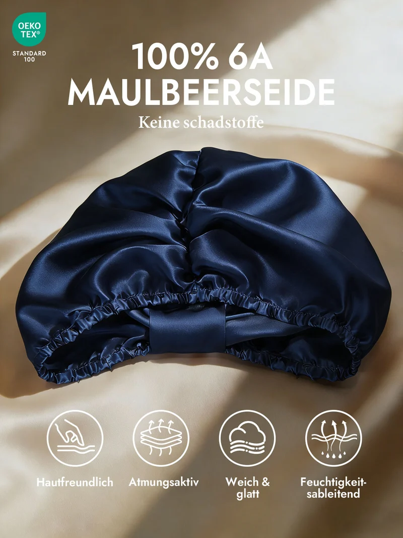 100% Maulbeerseide Nacht-Turban-Schlafhaube