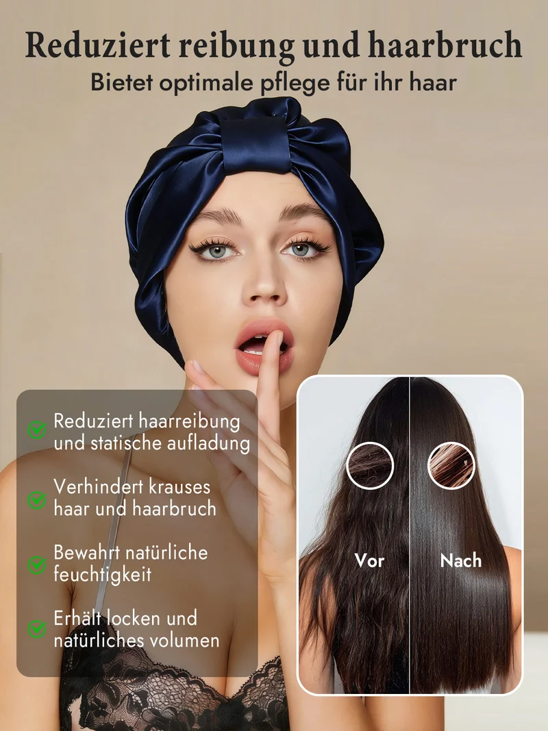 100% Maulbeerseide Nacht-Turban-Schlafhaube