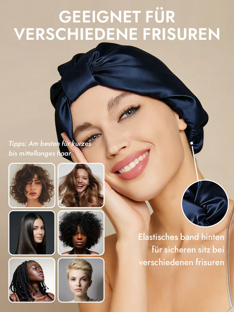 100% Maulbeerseide Nacht-Turban-Schlafhaube