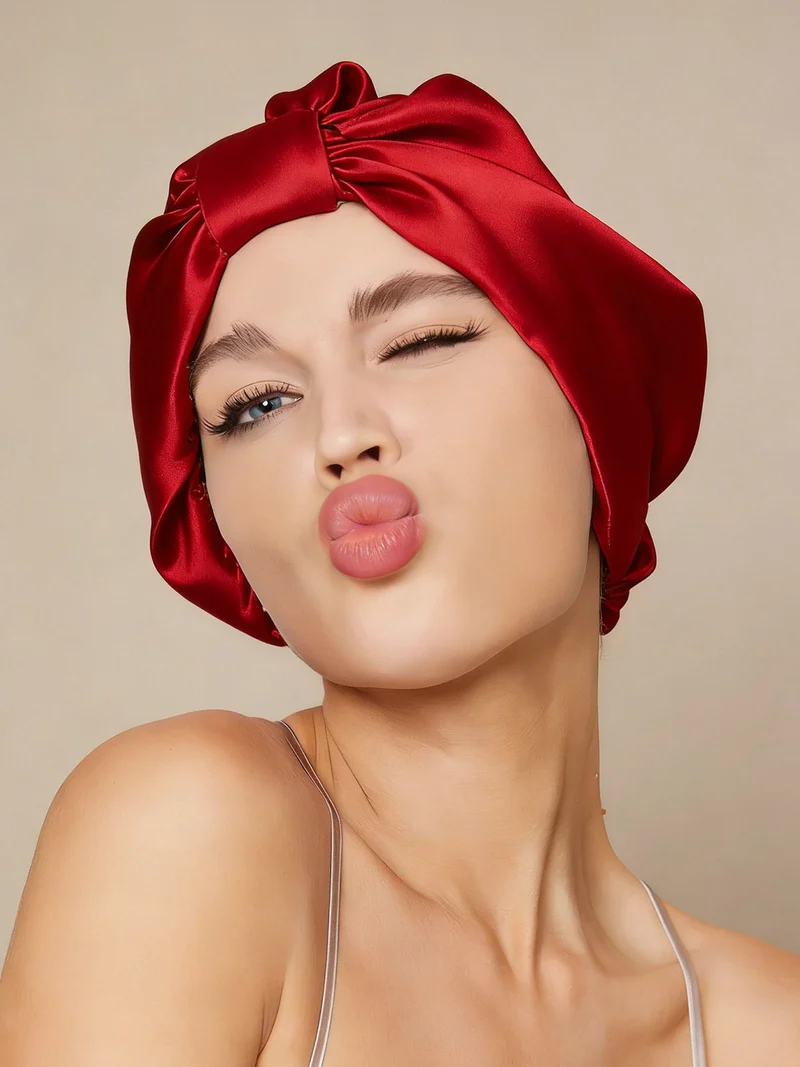 100% Maulbeerseide Nacht-Turban-Schlafhaube