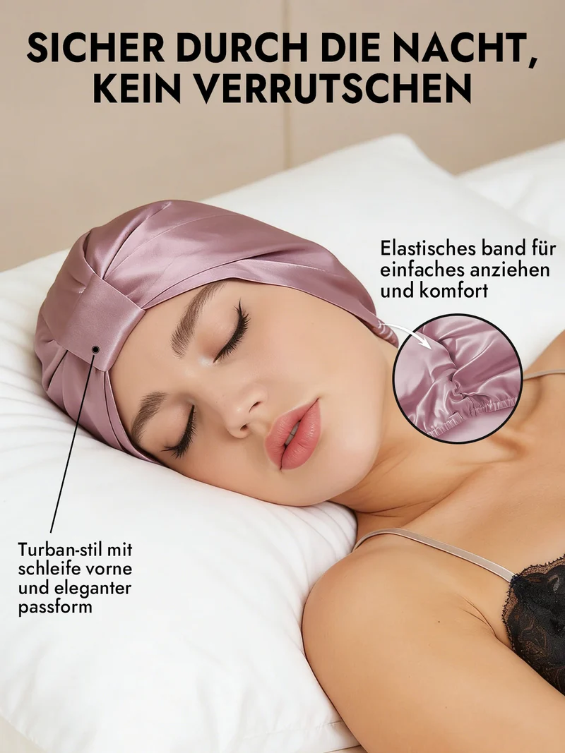100% Maulbeerseide Nacht-Turban-Schlafhaube