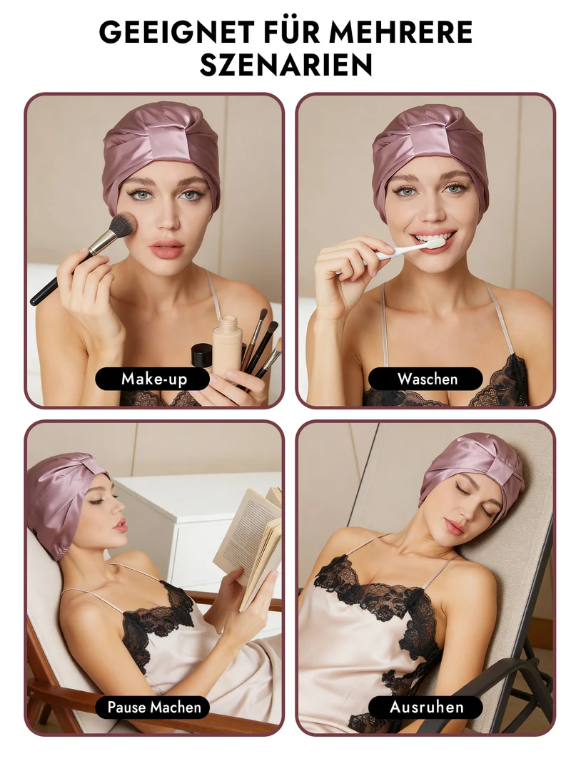 100% Maulbeerseide Nacht-Turban-Schlafhaube