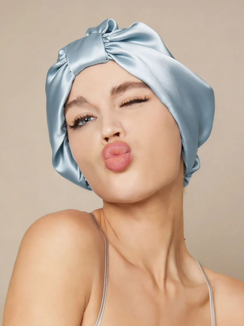 100% Maulbeerseide Nacht-Turban-Schlafhaube