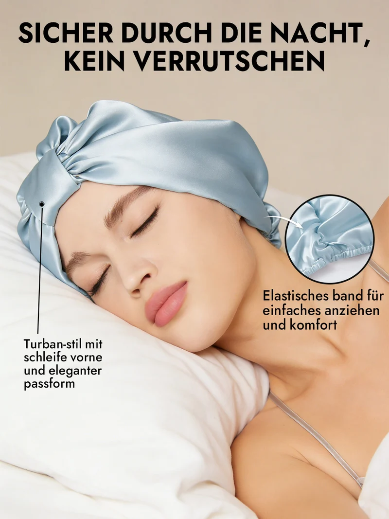 100% Maulbeerseide Nacht-Turban-Schlafhaube