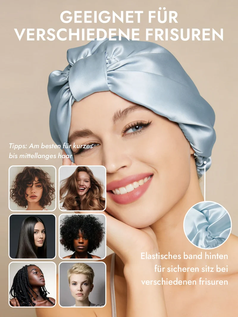 100% Maulbeerseide Nacht-Turban-Schlafhaube