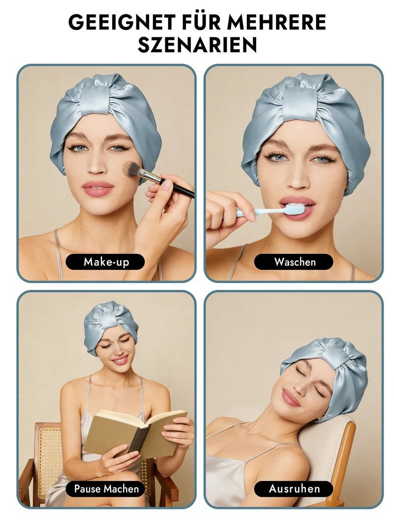 100% Maulbeerseide Nacht-Turban-Schlafhaube