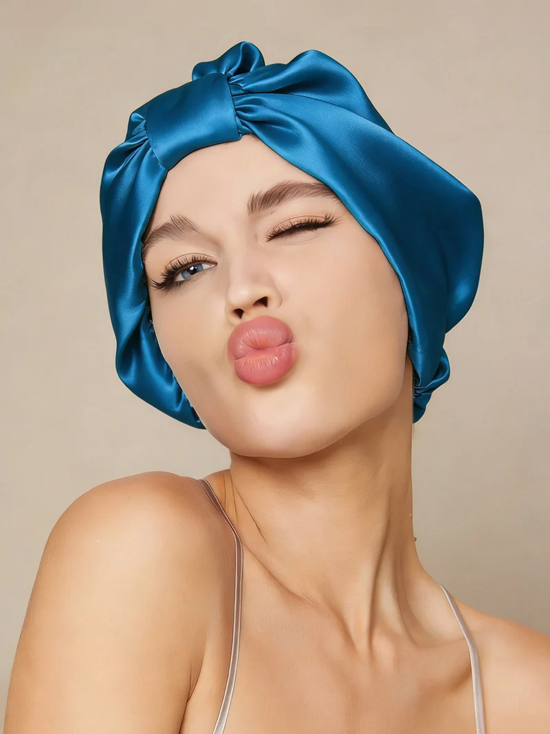 100% Maulbeerseide Nacht-Turban-Schlafhaube