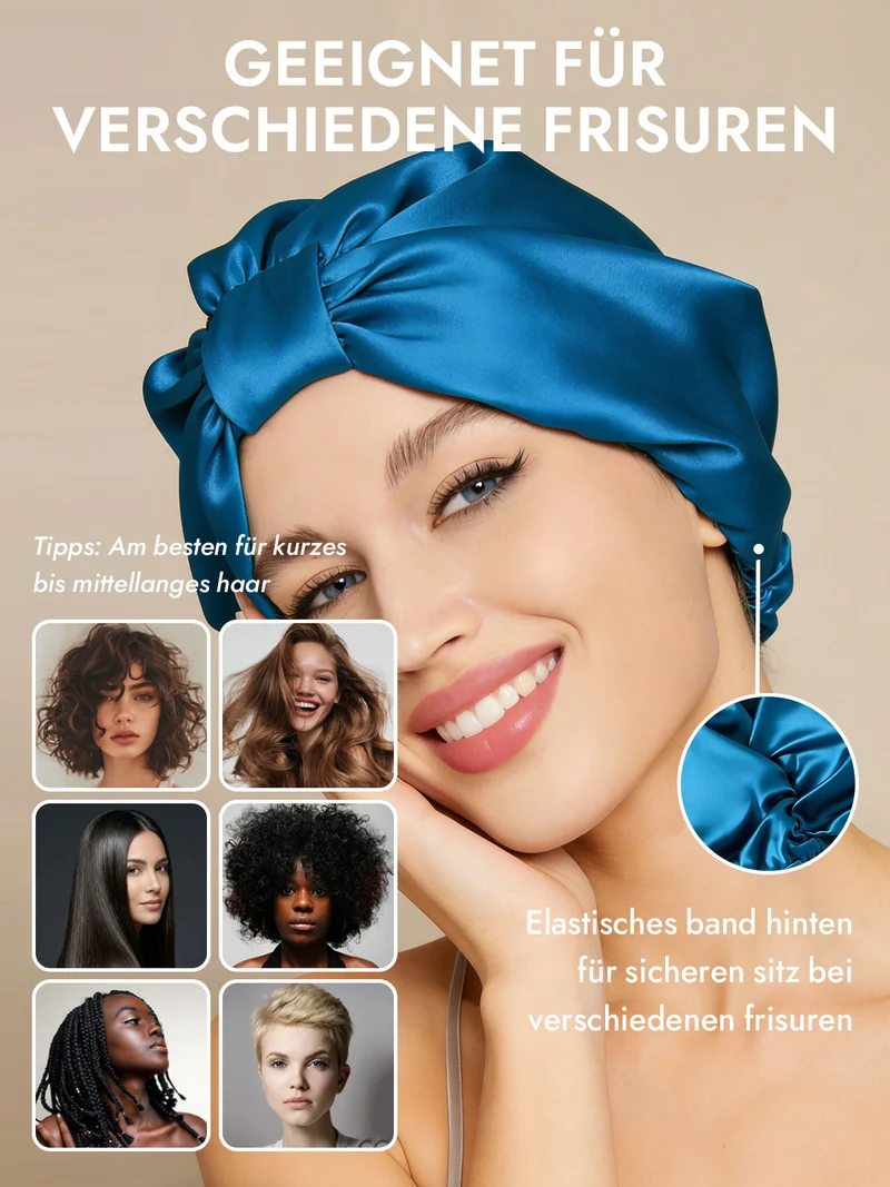 100% Maulbeerseide Nacht-Turban-Schlafhaube