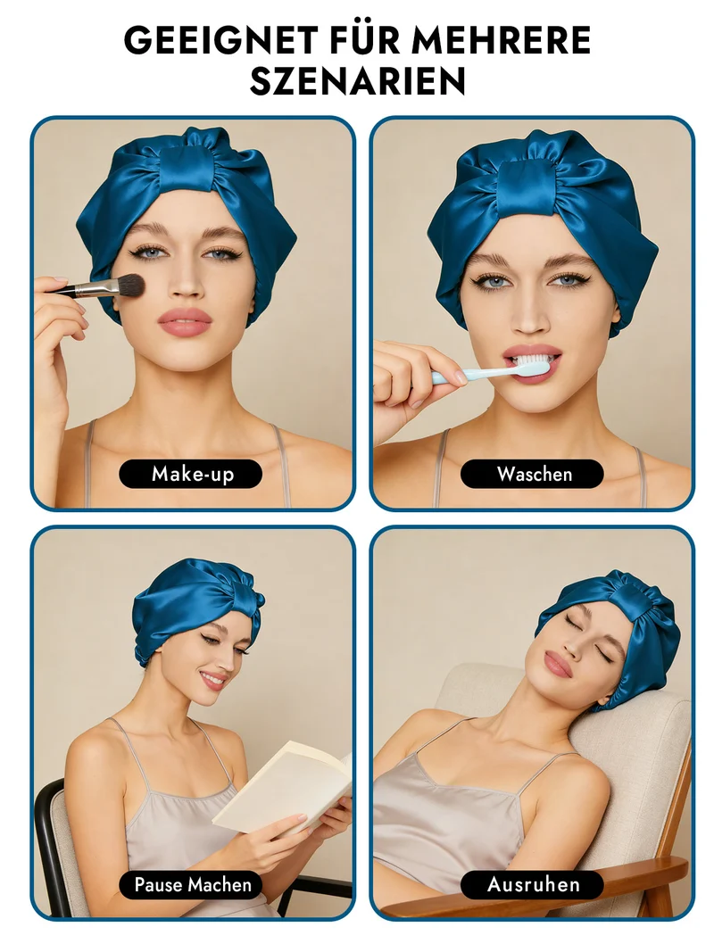 100% Maulbeerseide Nacht-Turban-Schlafhaube