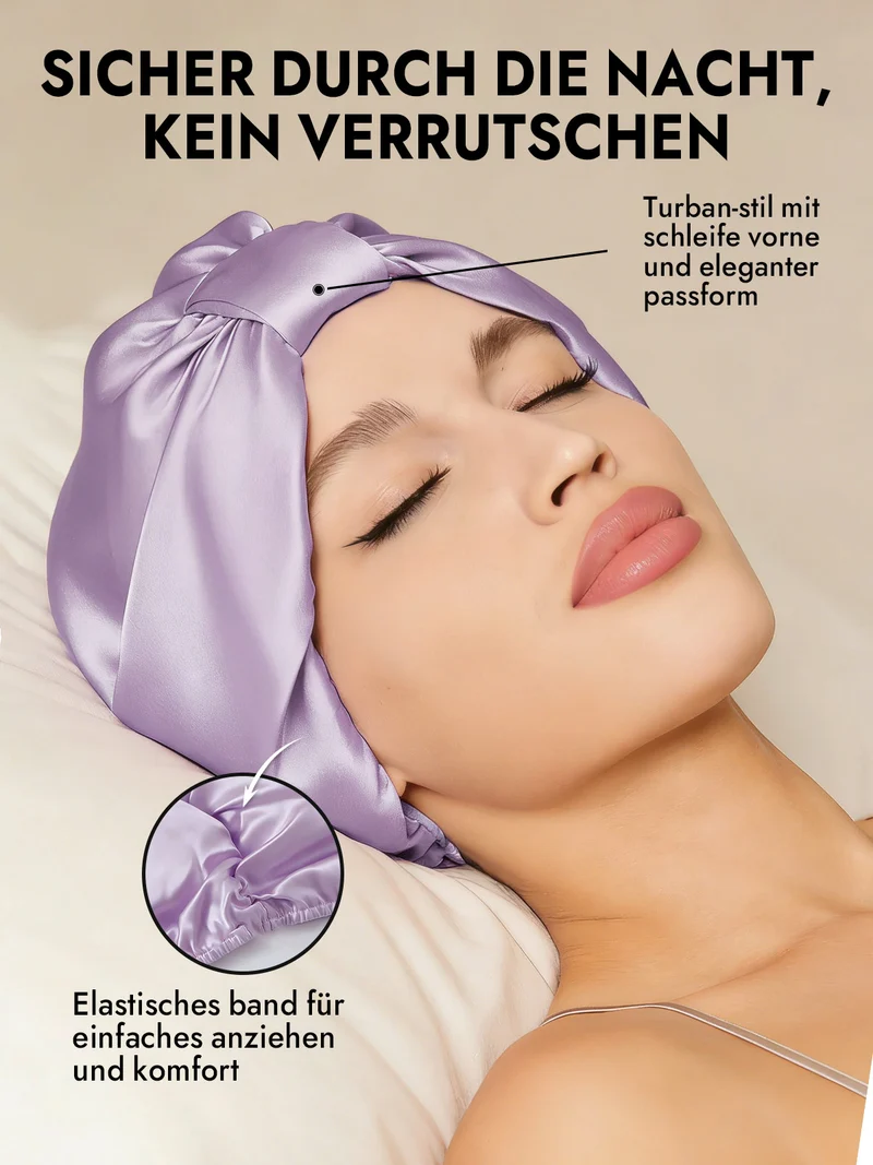 100% Maulbeerseide Nacht-Turban-Schlafhaube