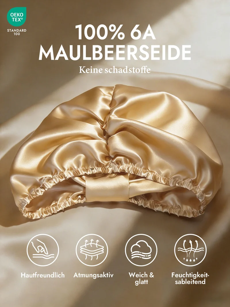 100% Maulbeerseide Nacht-Turban-Schlafhaube