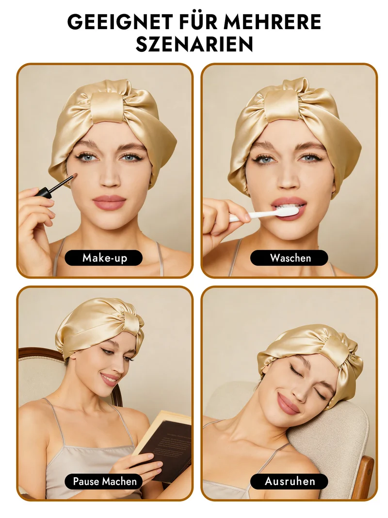 100% Maulbeerseide Nacht-Turban-Schlafhaube