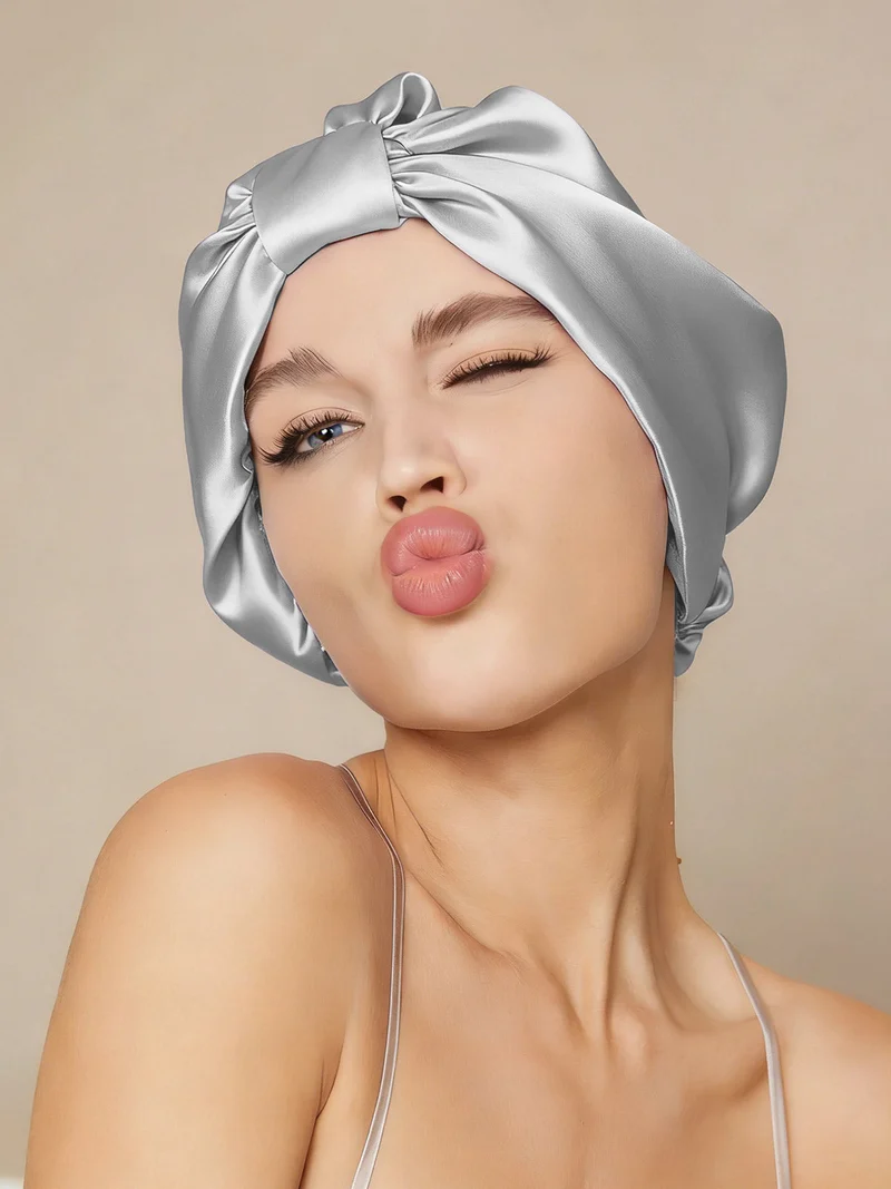100% Maulbeerseide Nacht-Turban-Schlafhaube