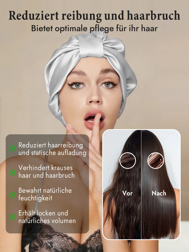 100% Maulbeerseide Nacht-Turban-Schlafhaube