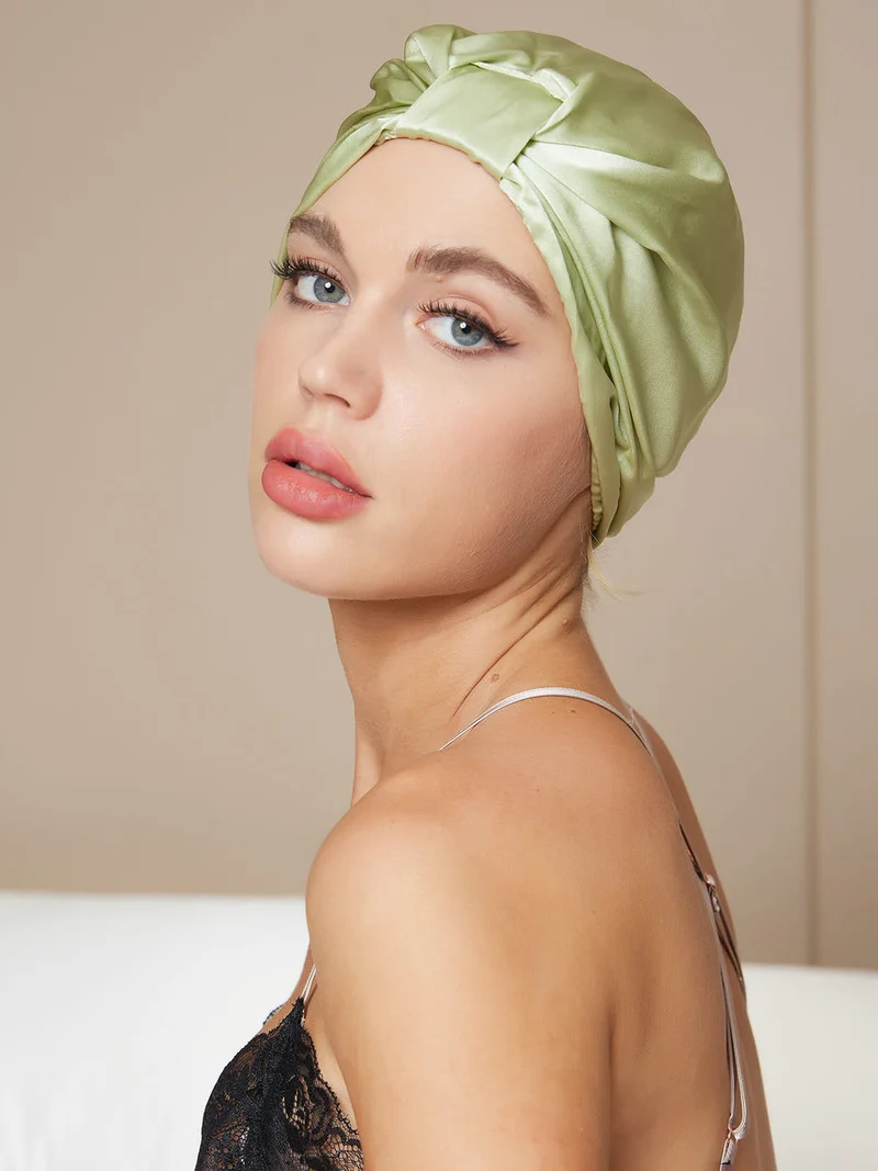 100% Maulbeerseide Nacht-Turban-Schlafhaube