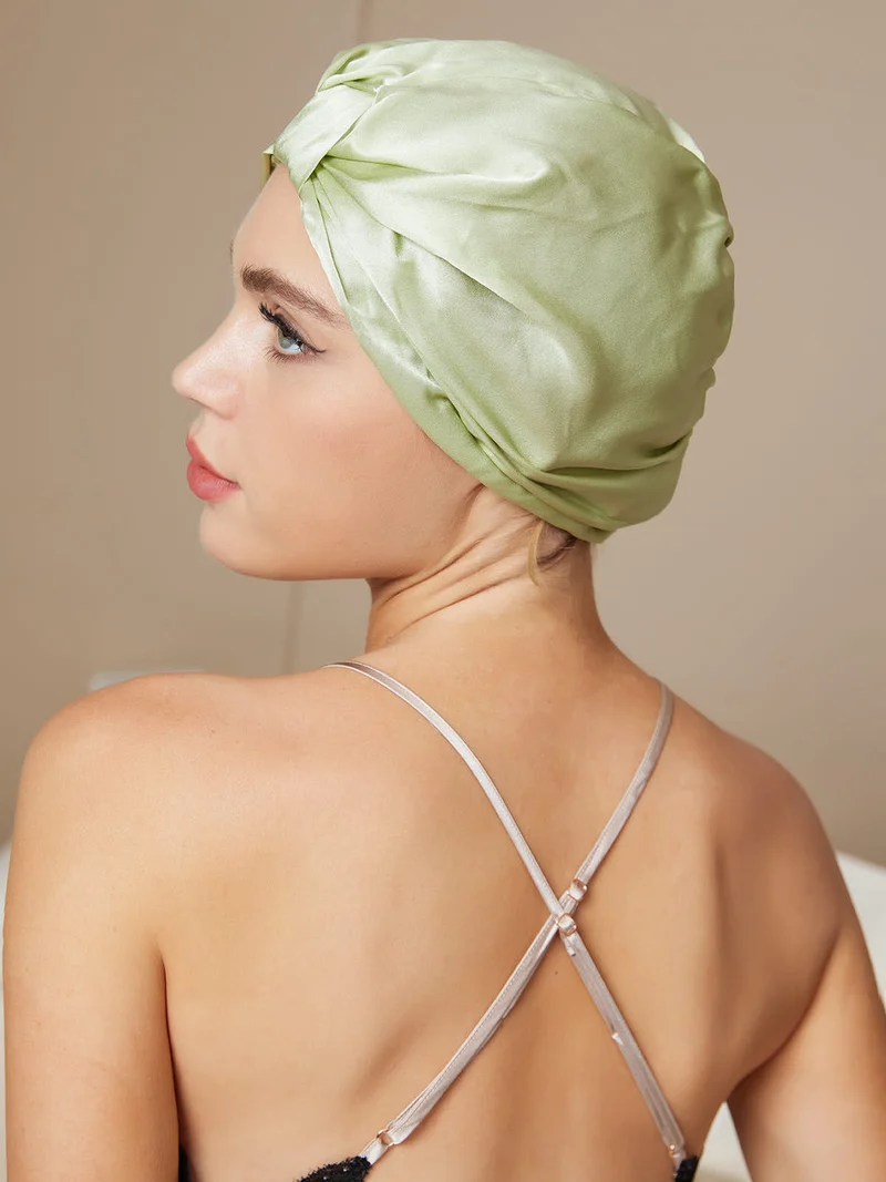 100% Maulbeerseide Nacht-Turban-Schlafhaube