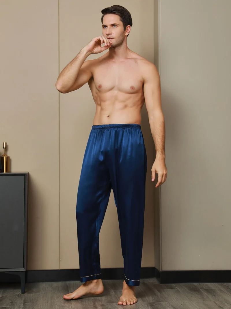 100% Maulbeerseide Herren-Pyjamahose mit Elastikbund