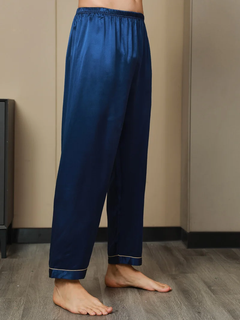 100% Maulbeerseide Herren-Pyjamahose mit Elastikbund