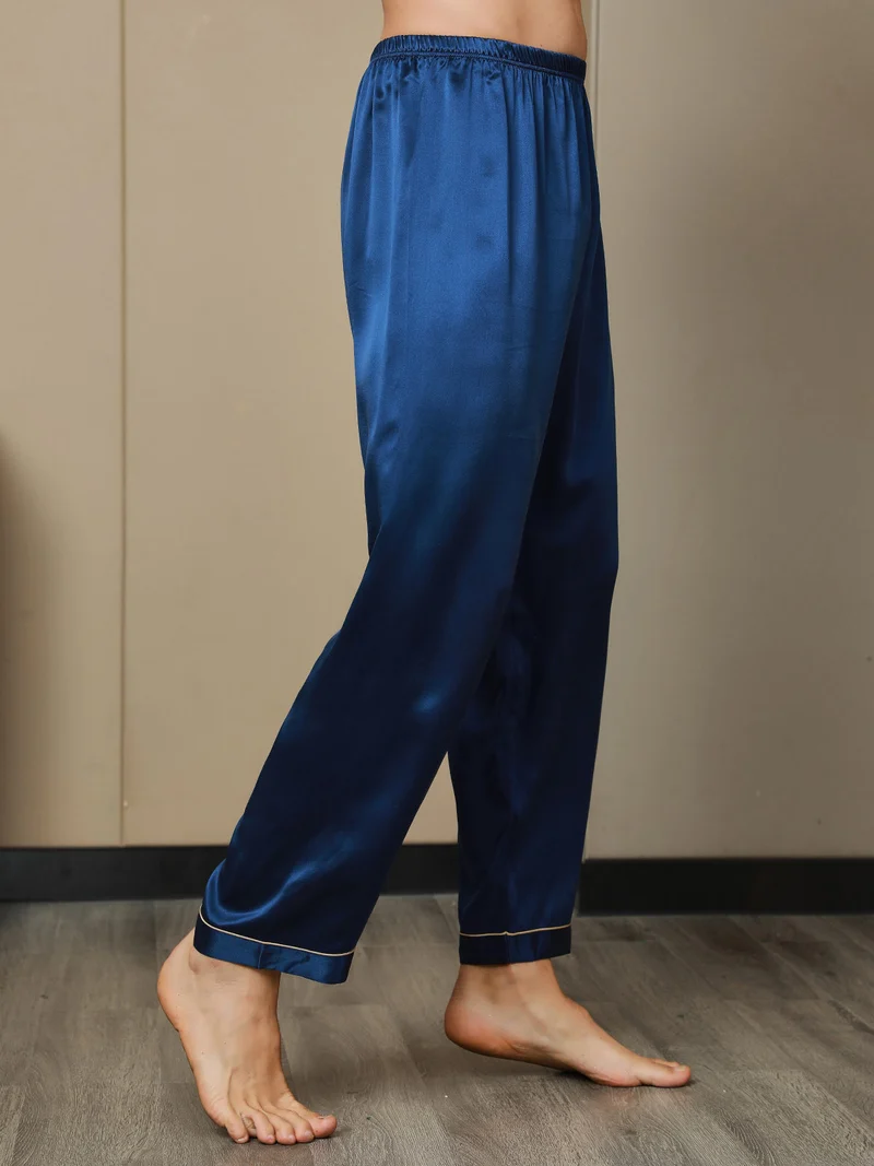 100% Maulbeerseide Herren-Pyjamahose mit Elastikbund