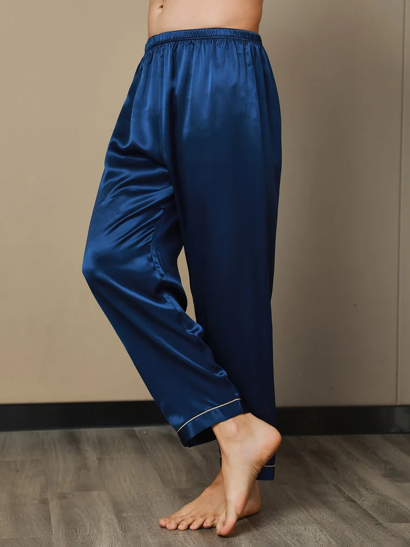 100% Maulbeerseide Herren-Pyjamahose mit Elastikbund