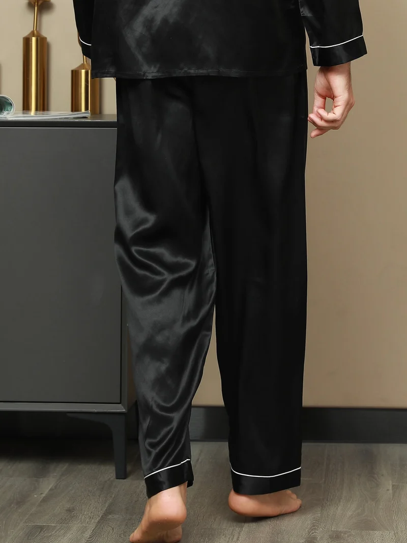 100% Maulbeerseide Herren-Pyjamahose mit Elastikbund
