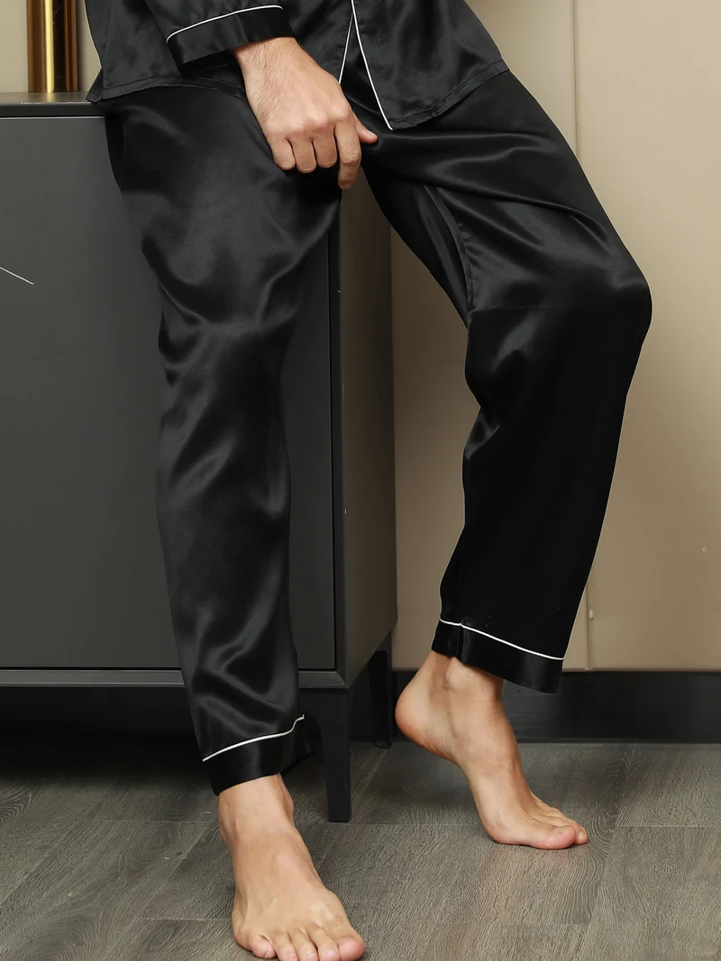 100% Maulbeerseide Herren-Pyjamahose mit Elastikbund