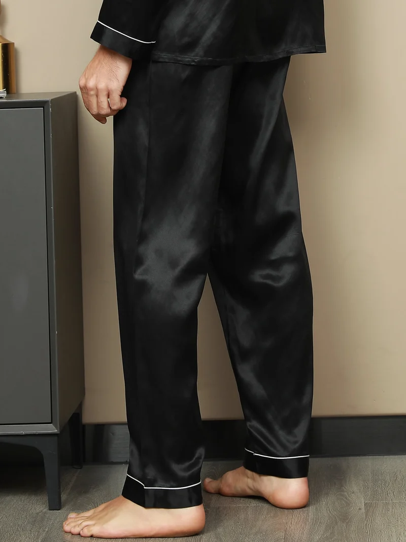 100% Maulbeerseide Herren-Pyjamahose mit Elastikbund
