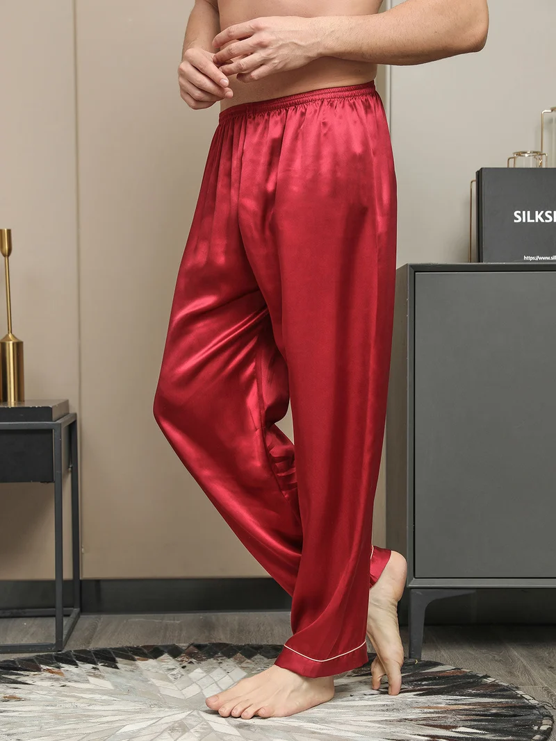 100% Maulbeerseide Herren-Pyjamahose mit Elastikbund