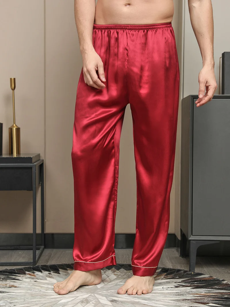 100% Maulbeerseide Herren-Pyjamahose mit Elastikbund