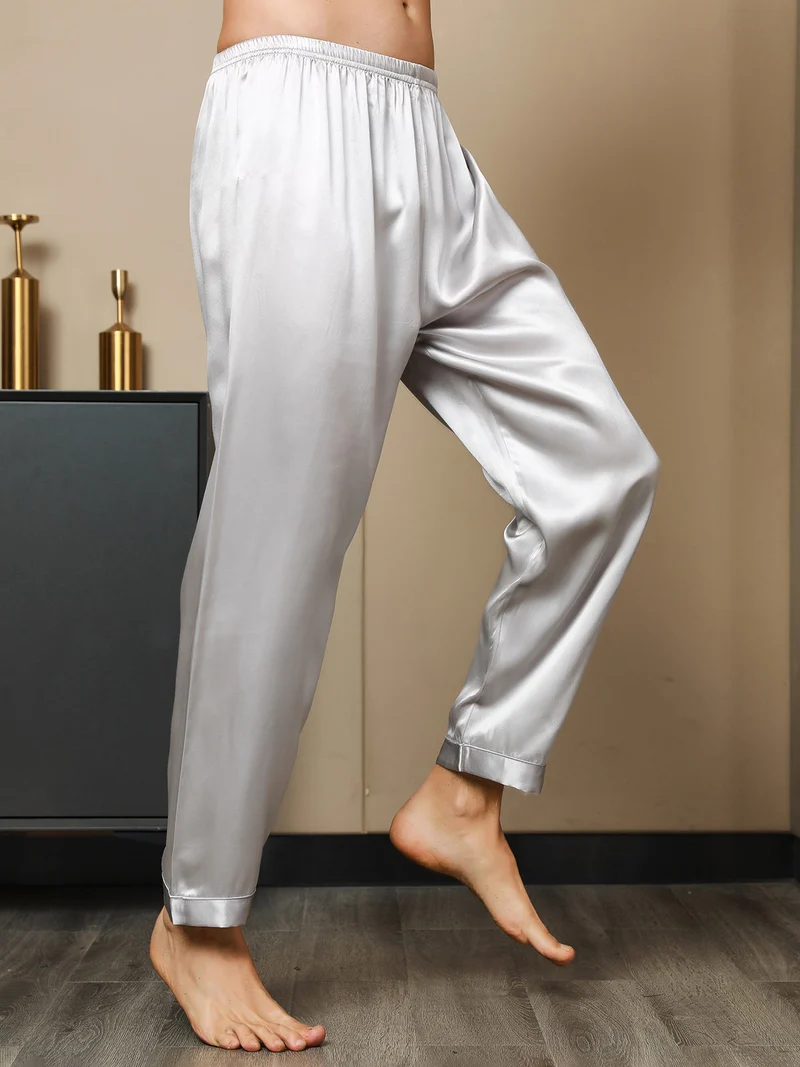 100% Maulbeerseide Herren-Pyjamahose mit Elastikbund