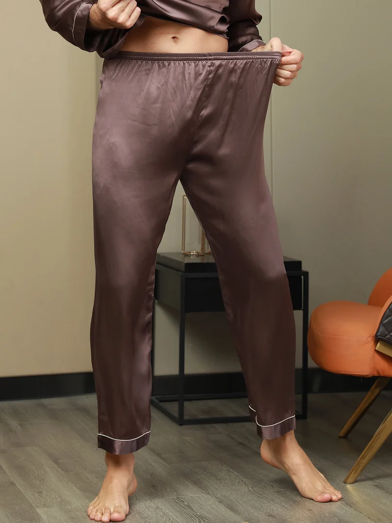 100% Maulbeerseide Herren-Pyjamahose mit Elastikbund