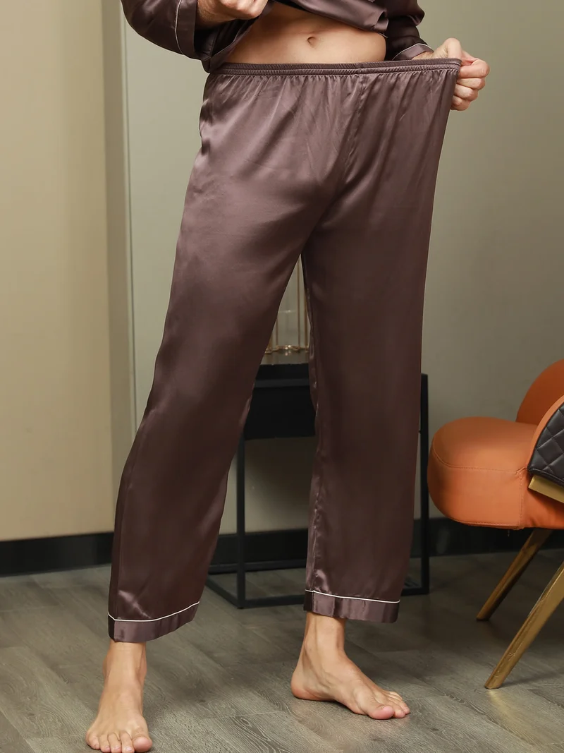 100% Maulbeerseide Herren-Pyjamahose mit Elastikbund