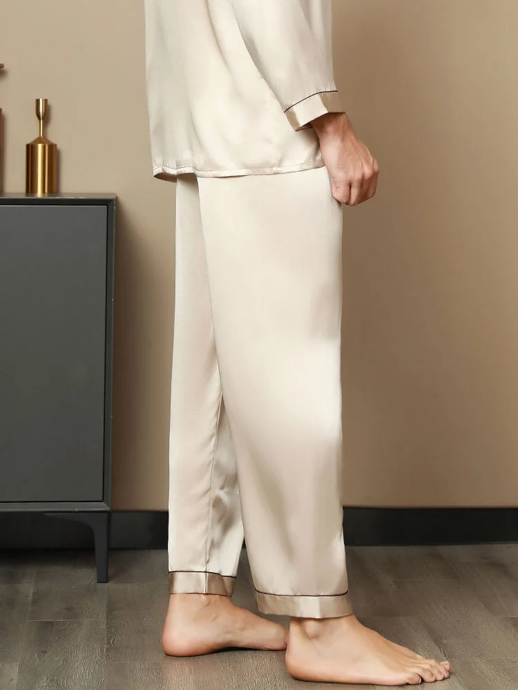 100% Maulbeerseide Herren-Pyjamahose mit Elastikbund