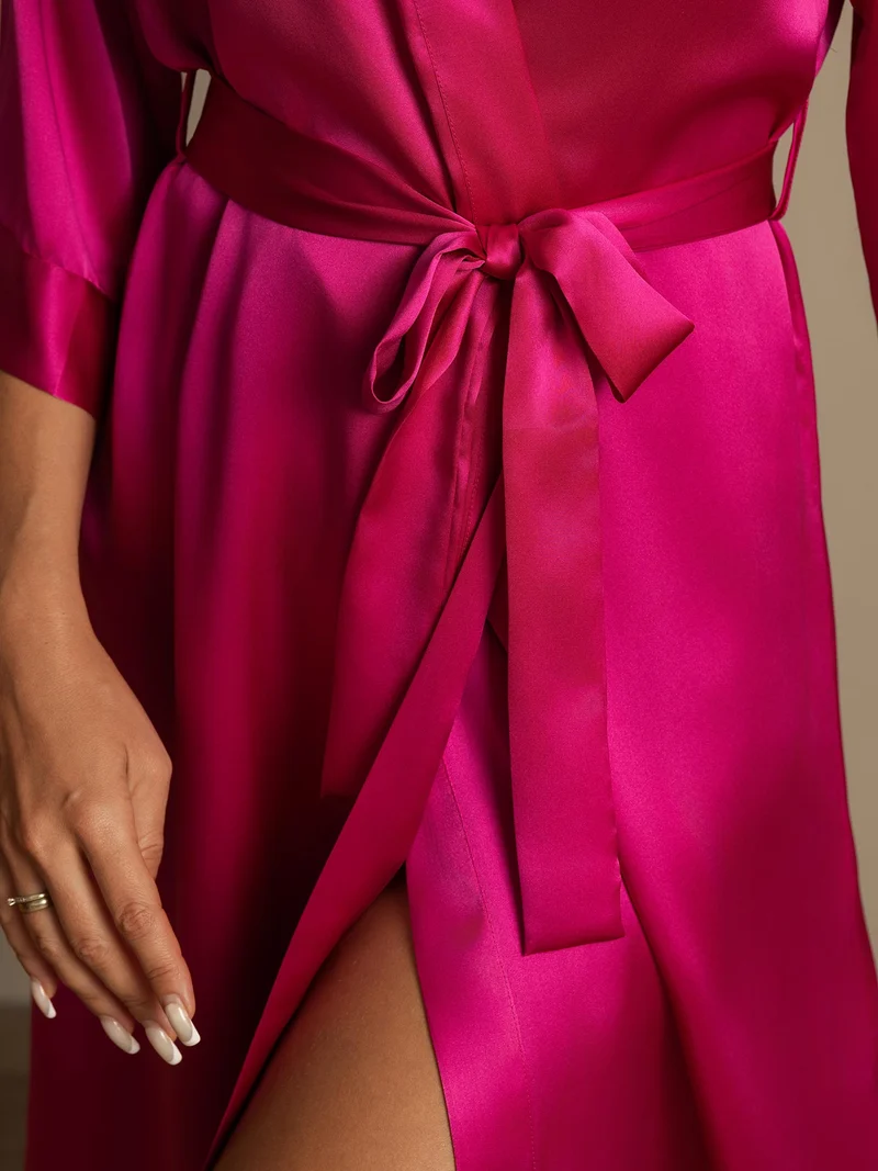 100% Maulbeerseide Damen-Wickelkimono mit 3/4-Ärmeln