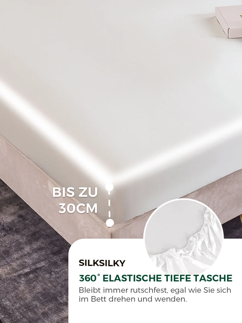 22 Momme Seide 3-teiliges Bettwäsche-Set aus Spannbettlaken und 2 Kissenbezügen